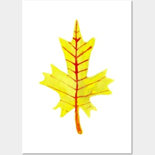 Yellow Leaf Watercolor Posters and Art